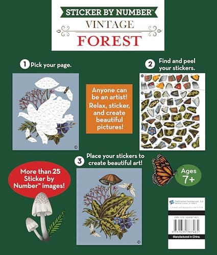Brain Games - Sticker by Number - Vintage: Forest (28 Images to Sticker) by Publications International Ltd.
