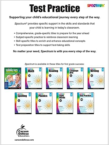 Spectrum Grade 1 Test Practice Workbooks, Ages 6 to 7, 1st Grade Test Practice Workbook, Math, Language Arts, Reading Comprehension, Vocabulary, and Writing, Standardized Test Practice - 160 Pages by Spectrum