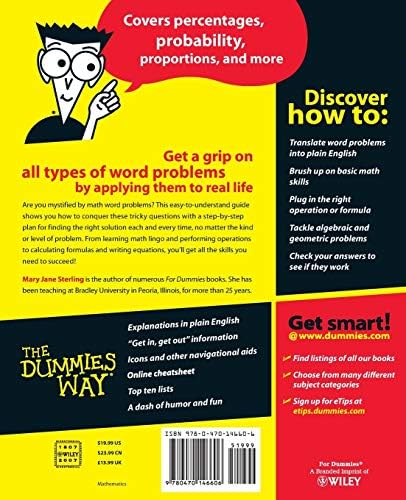Math Word Problems For Dummies by Mary Jane Sterling