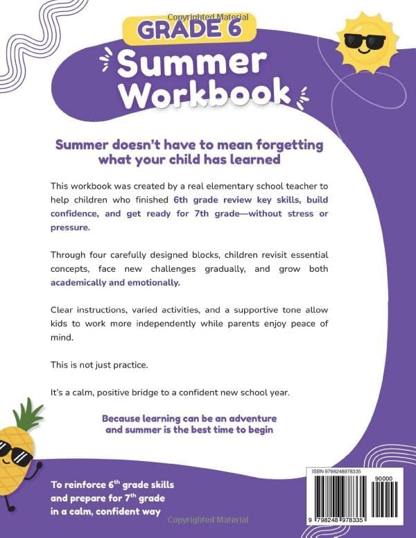 6th Grade Summer Workbook: A Teacher-Created 6th to 7th Grade Summer Workbook with Math, Reading, Writing, Science, SEL and Spanish by Elementary Made Easy