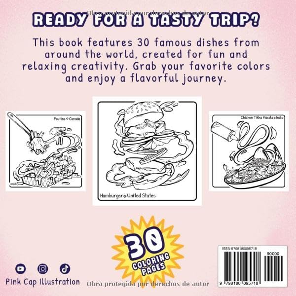 Tasty Moments: World Dishes Coloring Book (Spanish Edition) by Pink Cap Illustration