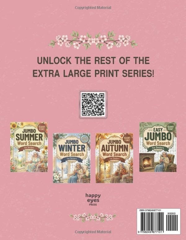 Jumbo Spring Word Search for Seniors: Extra Large Print Word Puzzles - Springtime Relaxation | Gentle Brain Boost | Stress Relief - Jumbo Font Word Find Books for Adults and Seniors by Happy Eyes Press