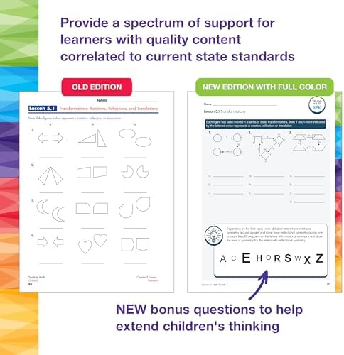 Spectrum 8th Grade Math Workbook, Mathematics Middle School Books Covering Pythagorean Theorem, Geometry, Linear Equations, Rational and Irrational Numbers and More, Classroom or Homeschool Curriculum by Spectrum