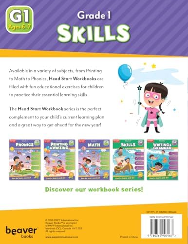 Head Start Skills Workbooks: Ages 6-7 – 1st Grade Prep with Sticker Sheet (Grade 1 Workbook) by PAPP