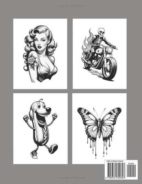 101 Vintage Tattoos Coloring Book for Adults and Teens: Classic Pin-Up Girls, Cartoon Animals, Hot Rods, Mermaids, Flowers, Celestial Images, and More (Vintage Pop Culture Coloring Books) by Dandelion and Lemon Books