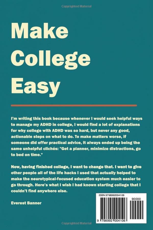 How to Conquer College with ADHD: 80+ ADHD Tips to Make College Easy by Everest Banner