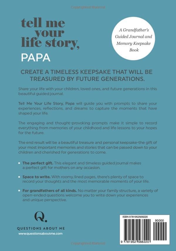 Tell Me Your Life Story, Papa: A Grandfather’s Guided Journal and Memory Keepsake Book (Tell Me Your Life Story® Series Books) by Questions About Me