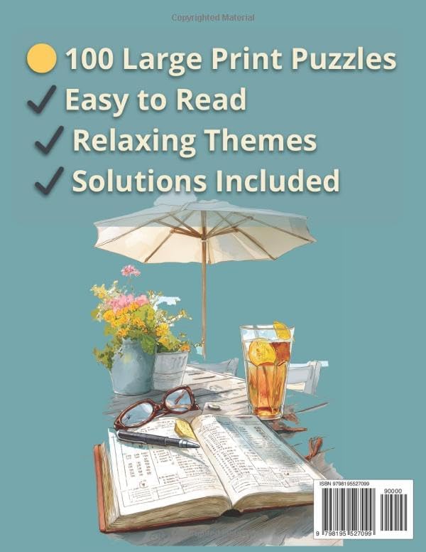 Summer Word Search for Seniors: Large Print 100 Easy Puzzles: One Per Page, All Caps, Short Words, Solutions Included – Summer Theme for Adults & ... for Adults: Large Print Relaxing Activities) by Sashka Vladimirova