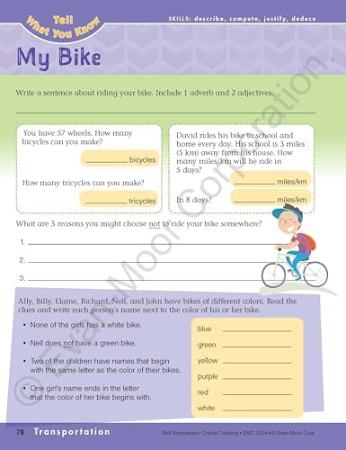 Evan-Moor Skill Sharpeners Critical Thinking, Grade 4 Workbook, Problem Solving Skills, Fun Activities, Higher-Order, Open-Ended Questions and Challenges, Science, Math, Social Studies, Language Arts by Evan-Moor Educational Publishers
