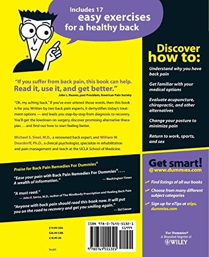 Back Pain Remedies For Dummies by Michael S. Sinel