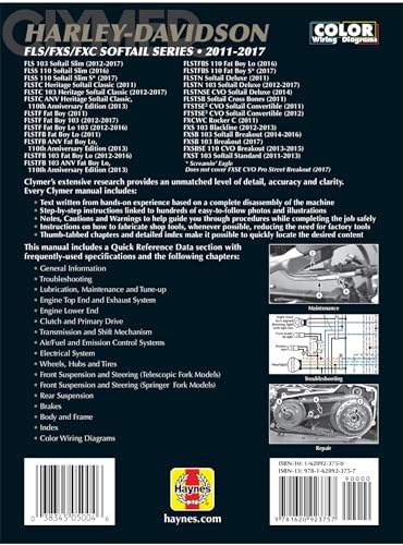 Harley-Davidson FLS/FXS/FXC Softail Series 2011 - 2017: Maintenance, Troubleshooting, Repair (Clymer Manuals) by Haynes Manuals
