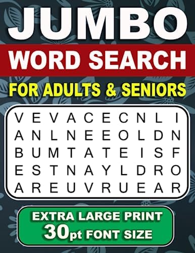 Jumbo Word Search For Adults & Seniors: Extra Large Print Word Search: 50 Themed Word Search Puzzles with Solutions by NavZ Books