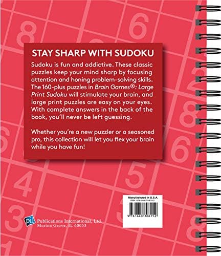 Brain Games - Sudoku Large Print (Red) (Brain Games Large Print) by Publications International Ltd.