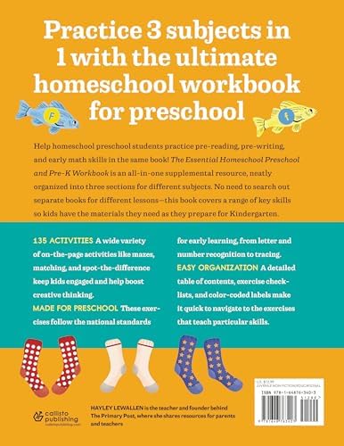 The Essential Homeschool Preschool and Pre-K Workbook: 135 Fun Curriculum-Based Activities to Build Pre-Reading, Pre-Writing, and Early Math Skills! (Homeschool Workbooks) by Hayley Lewallen