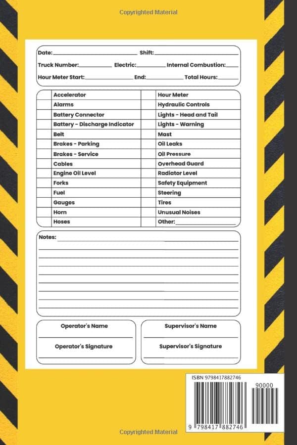 Forklift Log Book with Daily Inspection Checklist: Maintenance and Safety Forklift Operator Inspection Checklist Logbook by Charlie L Press