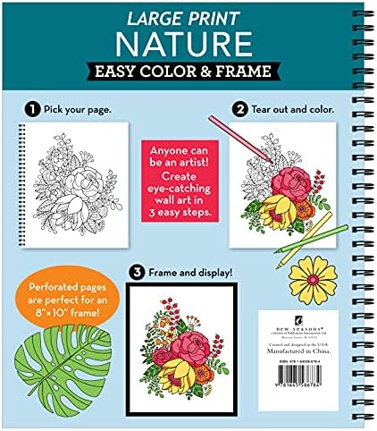 Large Print Easy Color & Frame - Nature (Stress Free Coloring Book) by New Seasons