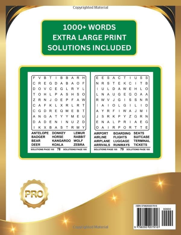 WORD SEARCH (JUMBO PRINT) PUZZLE BOOK FOR ADULTS & SENIORS: 1000+ EXTRA LARGE PRINT WORDS - (30 PT FONT SIZE) WORD FIND PUZZLES - VOL 2 by PRO Publications