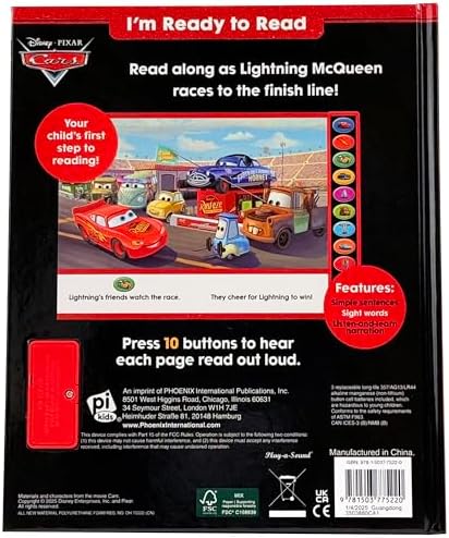 Disney Pixar Cars - I'm Ready to Read with Lightning McQueen - Play-a-Sound - PI Kids by Pi Kids