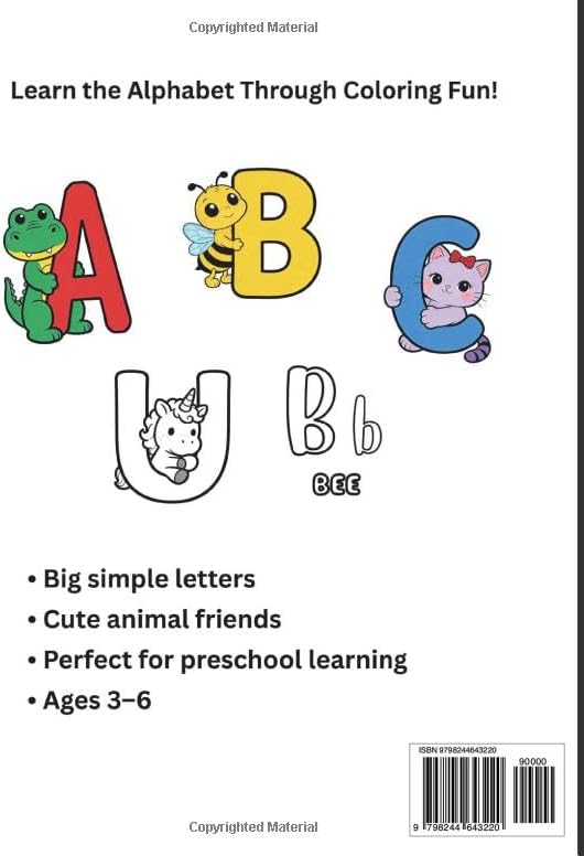 ABC Coloring Book for Kids: Big and Simple Animal Alphabet Coloring Pages for Toddlers and Preschoolers Ages 2-4, 3-5 | Fun Letter Recognition Activity Book by little Minds Studio