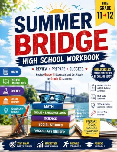 Summer Bridge High School Workbook Grade 11 to 12: A Summer Learning Workbook with Grade 11 Review, Grade 12 Preview, Guided Practice, Unit Tests, ... Answer Key, and College Readiness Skills by Dr Crawford Allison