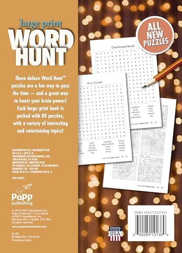 PAPP Large Print Word Search Books for Adults: 80 Challenging Puzzles, Brain Games, Perfect Gifts for Seniors, 96 Pages with Answers, Theme Twinkling Lights (Large Print Word Search Newspaper) by PAPP