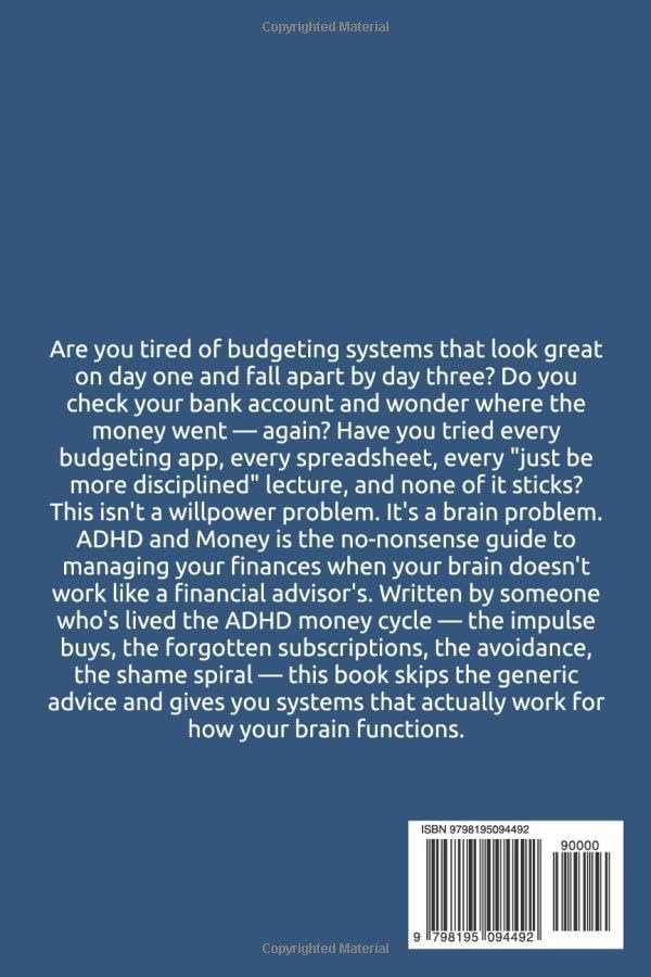 ADHD and Money: A No-Nonsense Guide to Budgeting When Your Brain Won't Cooperate by Nate Castellano