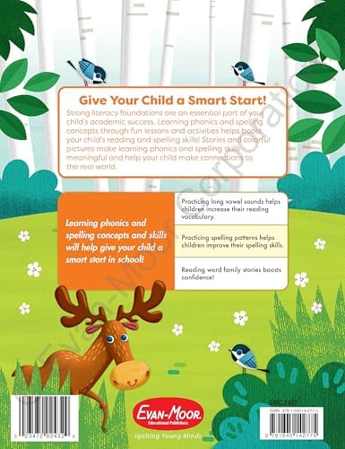 Evan-Moor’s Smart Start Phonics and Spelling Workbook for Grade 1, Beginning Reading, Spelling patterns, Learn to Read, Homeschool, Word families, Stickers, Print Copy, Audio stories by Evan-Moor Educational Publishers