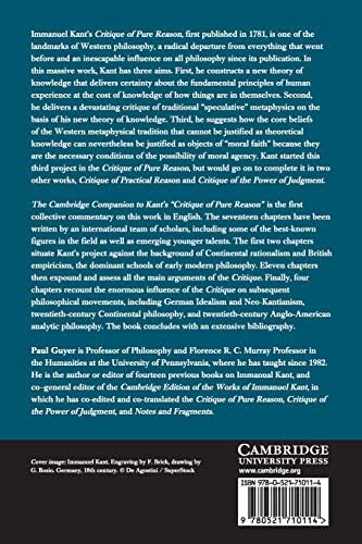 The Cambridge Companion to Kant's Critique of Pure Reason (Cambridge Companions to Philosophy) by Paul Guyer