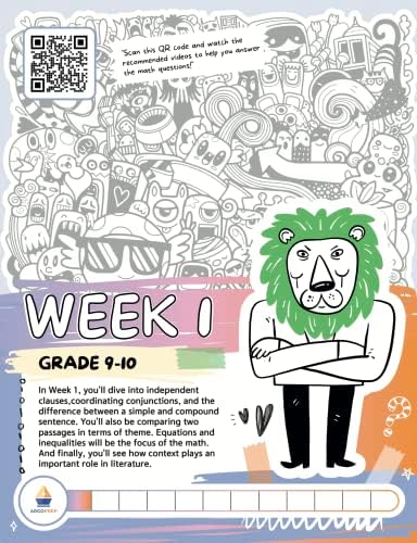 Kids Summer Academy by ArgoPrep - Grades 9-10: 8 Weeks of Math, Reading, Writing, Logic, Fitness | Online Access Included | Prevent Summer Learning Loss by ArgoPrep
