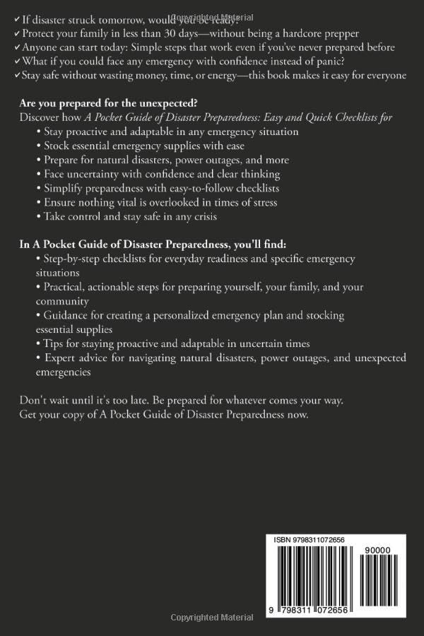 A Pocket Guide of Disaster Preparedness: Easy and Quick Checklists for Emergencies by Frank Chisholm