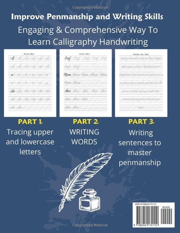 Calligraphy practice book: Modern Calligraphy and hand lettering for adults and kids, penmanship workbook for beginners to learn writing skills by Maryasine Books
