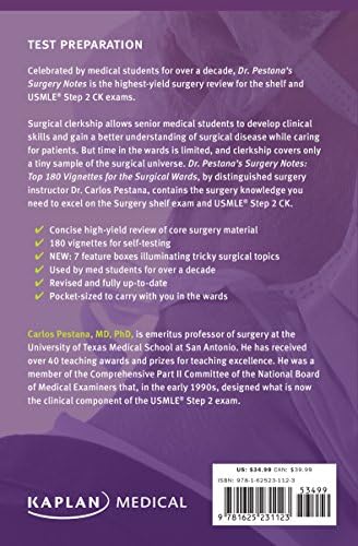 Dr. Pestana's Surgery Notes: Top 180 Vignettes for the Surgical Wards (Kaplan Test Prep) by Dr. Carlos Pestana
