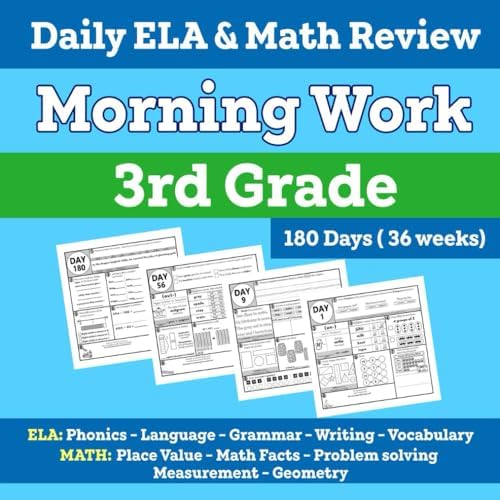 3rd Grade Morning Work: Daily ELA & Math Practice and Review: 180 Days of Practice and Engaging Exercises for Kids Ages 8–9 by Emily Garcia Printing