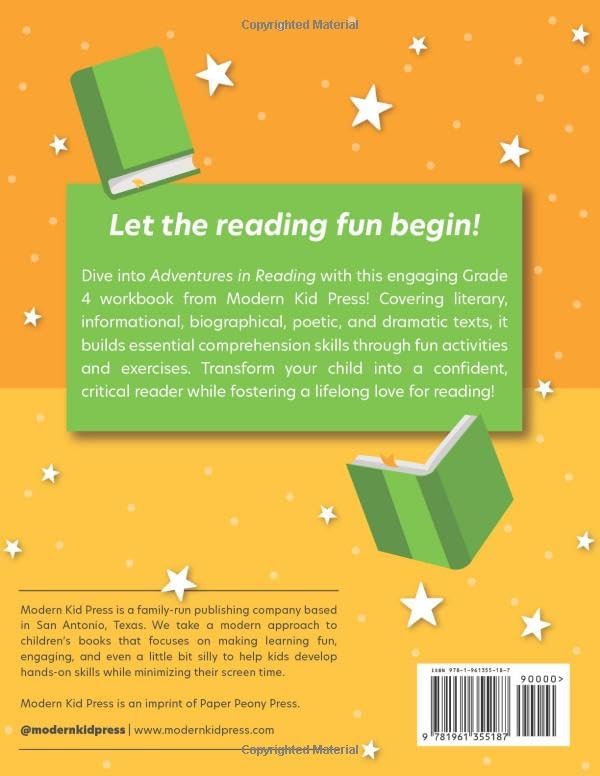 Fourth Grade Reading Comprehension Workbook: Build Essential Grade 4 Reading Skills Through Engaging Adventures in Fiction, Poetry & Biography by Modern Kid Press