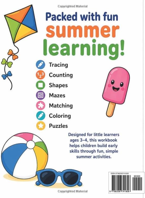 Summer Activity Workbook for Kids Ages 3–4: Easy Games & Activities for Fun Summer Learning by Annette J. Jackson