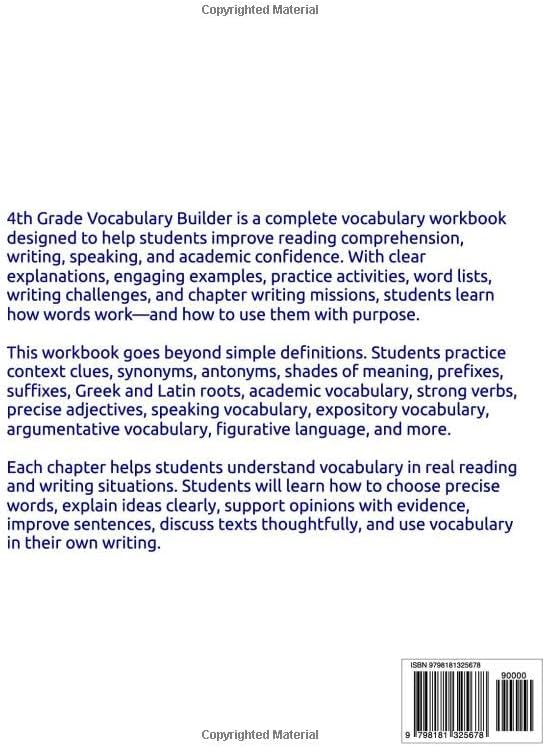 4th Grade Vocabulary Builder: Advanced Word Practice for Stronger Writing, Speaking, Reading, and Thinking by Dr. Lysa Cohen