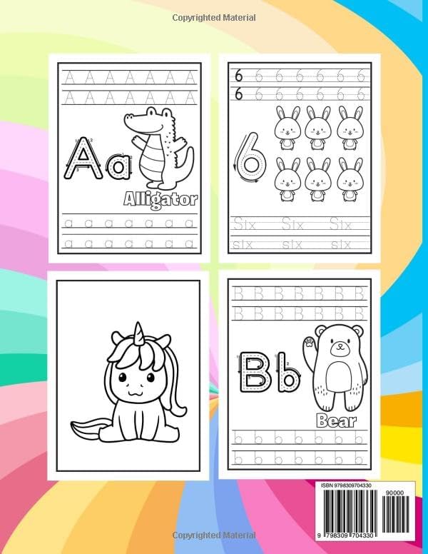 Simple and Big ABC & 123 Animals Coloring Book | Workbook for Kids Ages 3-5: Learn to Write Letters | Numbers by Tina Goodman