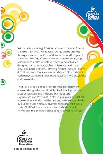Carson Dellosa Skill Builders Reading Comprehension 3rd Grade Workbook, Fiction and Nonfiction Passages, Vocabulary Word Search, and More, Classroom or Homeschool Curriculum by Carson Dellosa Education