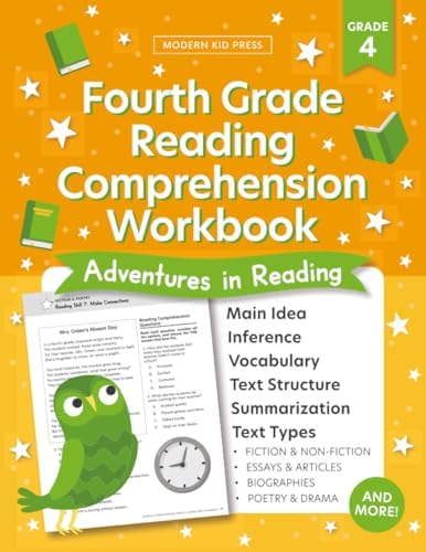 Fourth Grade Reading Comprehension Workbook: Build Essential Grade 4 Reading Skills Through Engaging Adventures in Fiction, Poetry & Biography by Modern Kid Press