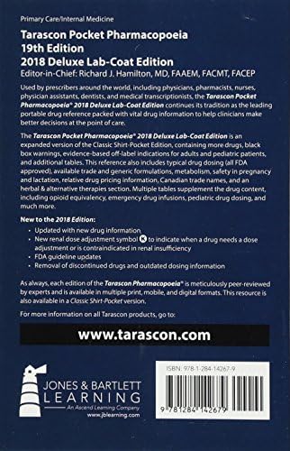 Tarascon Pocket Pharmacopoeia 2018 Deluxe Lab-Coat Edition: . by MD FAAEM FACMT FACEP Editor in Chief Richard J. Hamilton
