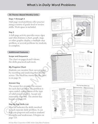 Evan-Moor Daily Word Problems, Grade 5, Homeschooling & Classroom Resource Workbook, Problem-Solving Real Life Math Skills, Reproducible Worksheet ... Fractions (Daily Word Problems Math) by Evan-Moor Educational Publishers