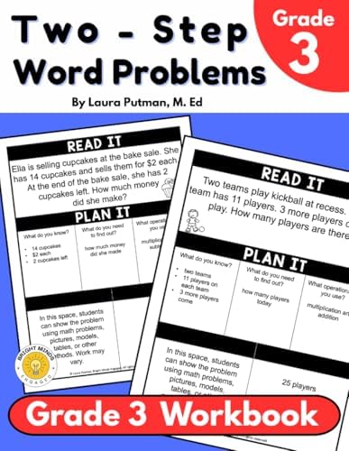 Two Step Word Problems Grade 3 Workbook (Math Word Problems For Kids) by Laura Putman