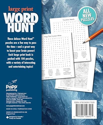 Large Print Word Search Books For Seniors and Adults with 100 puzzles including answers pages, Volume 2 Paperback by PAPP
