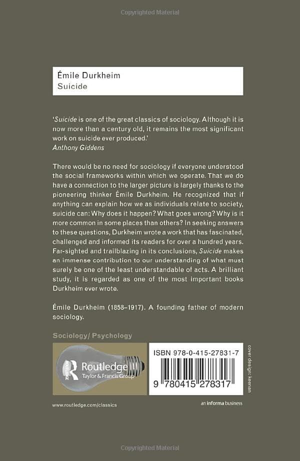Suicide: A Study in Sociology (Routledge Classics) by Emile Durkheim