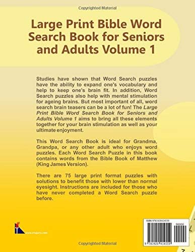 Large Print Bible Word Search Book for Seniors and Adults Volume 1: 75 Large Print Word Search Puzzles for Fun and Brain Fitness Containing Words from the Bible Book of Matthew by Ridgley Rodgers