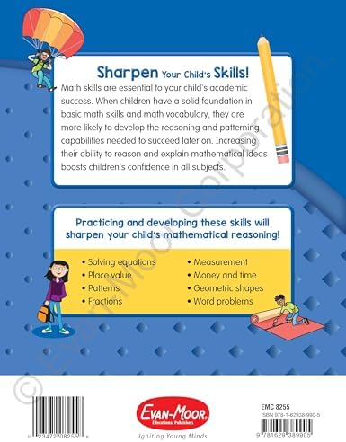 Evan-Moor Skill Sharpeners Math Workbook, Grade 5, Multiplication, Division, Test Prep, Number Sequencing, Geometry, Measurements, Graphing, Fractions, Decimals, Logical Thinking, Algebra, Homeschool by Evan-Moor Educational Publishers