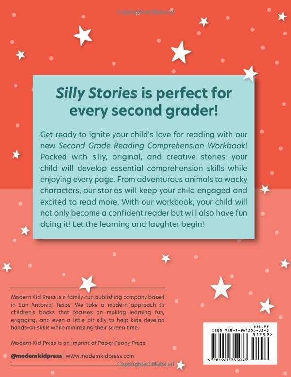 The 2nd Grade Reading Comprehension Workbook for Kids: Silly and Engaging Stories, Biographies, Poetry and Informational Text to Improve Reading Comprehension and Phonics (2nd Grade Workbook) by Modern Kid Press