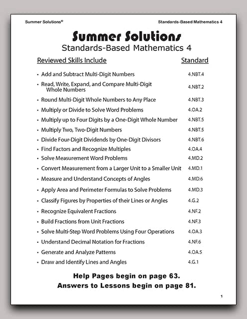 Summer Solutions Standards-Based Mathematics Level 4 by SUMMER SOLUTIONS. MINUTES A DAY - MASTERY FOR A LIFETIME!
