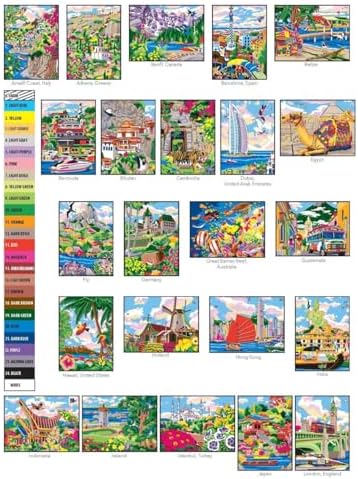 Creative Haven Around the World Color by Number (Adult Coloring Books: World & Travel) by George Toufexis