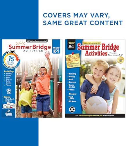Summer Bridge Activities Kindergarten to 1st Grade Workbooks, Activity Book Ages 4-6 With Math, Phonics, Science, Social Studies, Writing Practice, Fitness, Flash Cards, Stickers, and More (Volume 2) by Summer Bridge Activities